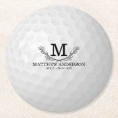 Personalisiertes Golf Ball Muster Name Monogramm A Runder Pappuntersetzer (Vorderseite)