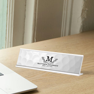 Personalisiertes Golf Ball Muster Name Monogramm A Schreibtischnamensplakette