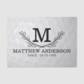 Personalisiertes Golf Ball Muster Name Monogramm A Seidenpapier (Vorderseite)
