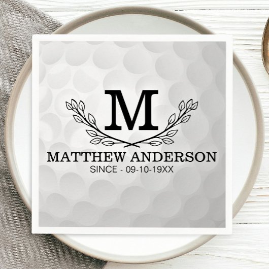 Personalisiertes Golf Ball Muster Name Monogramm A Serviette