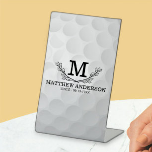 Personalisiertes Golf Ball Muster Name Monogramm A Sockelschild