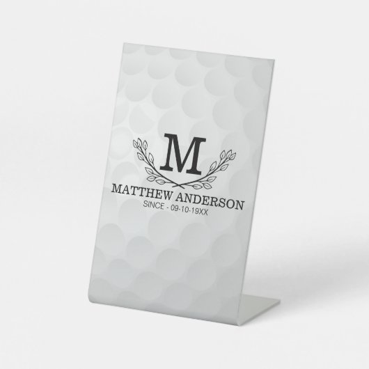 Personalisiertes Golf Ball Muster Name Monogramm A Sockelschild (Vorderseite)
