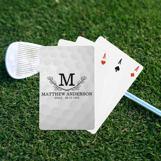 Personalisiertes Golf Ball Muster Name Monogramm A Spielkarten