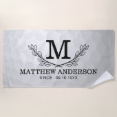 Personalisiertes Golf Ball Muster Name Monogramm A Strandtuch (Vorderseite)