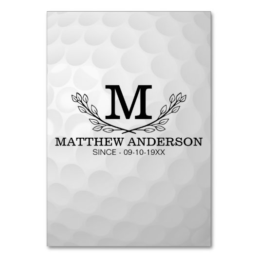 Personalisiertes Golf Ball Muster Name Monogramm A Tischnummer (Vorderseite)