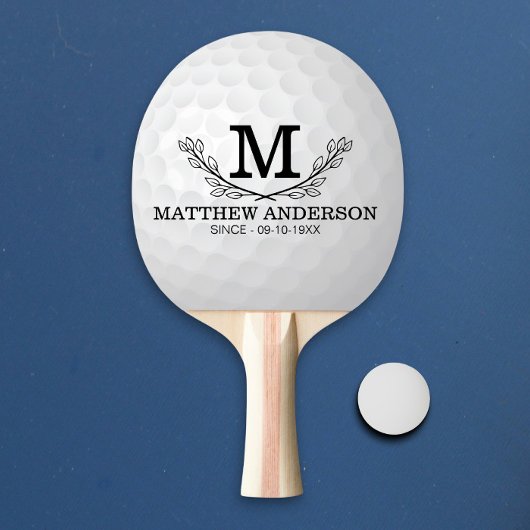 Personalisiertes Golf Ball Muster Name Monogramm A Tischtennis Schläger