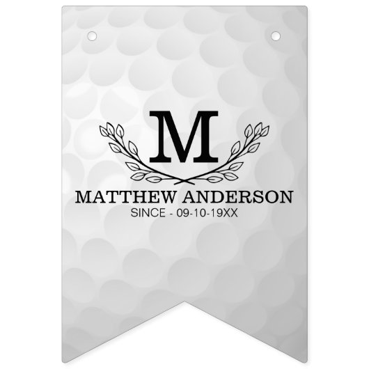 Personalisiertes Golf Ball Muster Name Monogramm A Wimpelkette (Dritte Fahne)