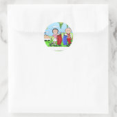 Personalisiertes Golf Couple Cartoon - Karikatur Runder Aufkleber (Tasche)