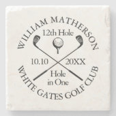 Personalisiertes Golf Hole in One Award Steinuntersetzer (Vorderseite)