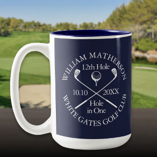 Personalisiertes Golf-Loch-in-Eins in Marineblau Zweifarbige Tasse