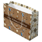 Personalisiertes Golf & Raute Große Geschenktüte (Rückseite Schrägansicht)