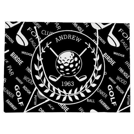 Personalisiertes Golf themed Große Geschenktüte (Rückseite)
