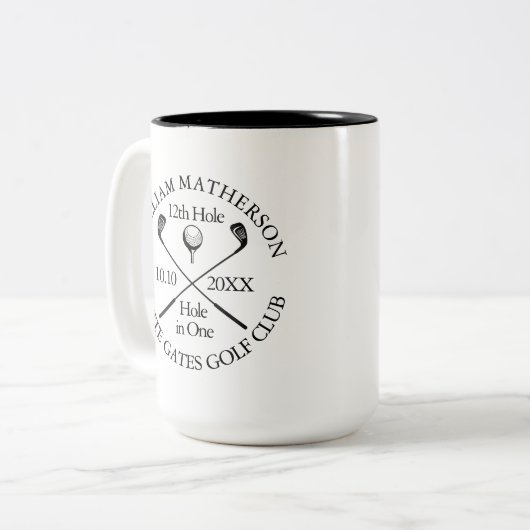 Personalisiertes Golfcenter in einem modernen klas Zweifarbige Tasse (Vorderseite Links)