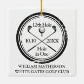 Personalisiertes Golfcenter in einem Retro-Keramik Keramikornament (Rückseite)