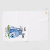 Personalisiertes Golfer Blau Monogramm Golfhandtuch (Horizontal)