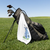 Personalisiertes Golfer Blau Monogramm Golfhandtuch (Gras)