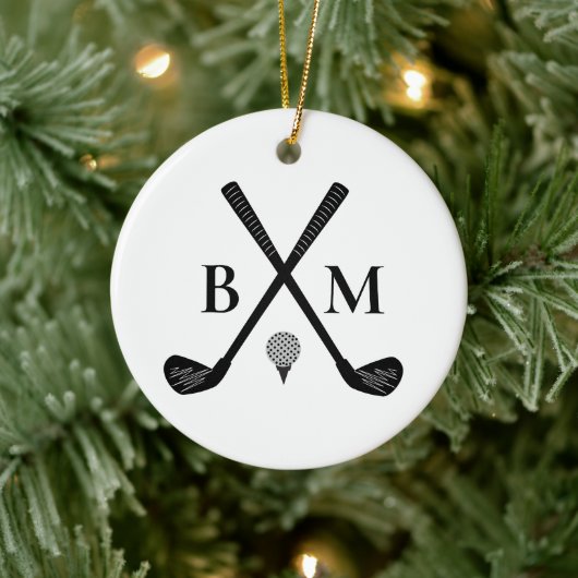 Personalisiertes Golfer-Klassik-Golfclub-Monogramm Keramik Ornament (Baum)