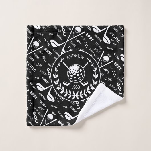 Personalisiertes Golfer-Logo Badhandtuch Set (Waschlappen)