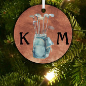 Personalisiertes Golfer Monogram Modernes Lässig Ornament Aus Metall