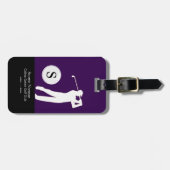 Personalisiertes Golfer Monogramm Lila Gepäckanhänger (Vorderseite horizontal)