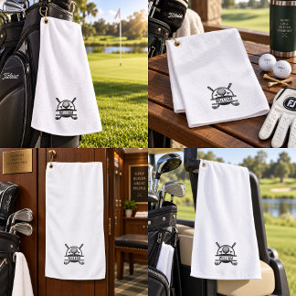 Personalisiertes Golfer-Name Monogramm Weiß Golfhandtuch