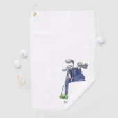 Personalisiertes Golfer Navy Blau Monogramm Golfhandtuch (Insitu)