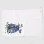 Personalisiertes Golfer Navy Blau Monogramm Golfhandtuch (Horizontal)