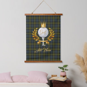 Personalisiertes Golfer-Tapestry Wandteppich Mit Holzrahmen