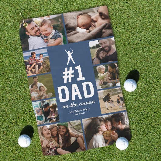 Personalisiertes Golfhandtuch "No.1 Dad" mit Fotos