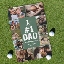 Personalisiertes Golfhandtuch "No.1 Dad" mit Fotos