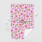 Personalisiertes Golfhandtuch Pink Lacy Daisy (Insitu)