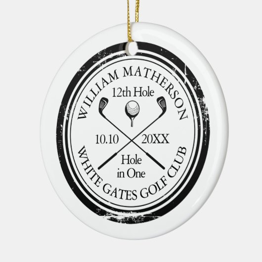 Personalisiertes Golfloch in einem Keepsake Keramik Ornament (Links)