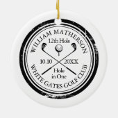Personalisiertes Golfloch in einem Keepsake Keramik Ornament (Hinten)