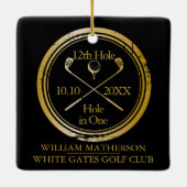 Personalisiertes Golfloch in einem Retro-Schwarz u Keramikornament (Rückseite)