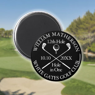 Personalisiertes Golfloch in Schwarzweiß Magnet