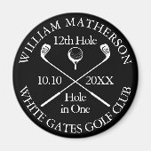 Personalisiertes Golfloch in Schwarzweiß Magnet (Vorne)