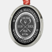 Personalisiertes Golfloch in Schwarzweiß Ornament Aus Metall (Links)