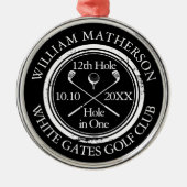 Personalisiertes Golfloch in Schwarzweiß Ornament Aus Metall (Vorne)