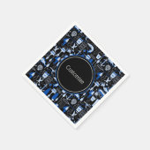 Personalisiertes Gone Fishing Blauer Muster Serviette (Ecke)