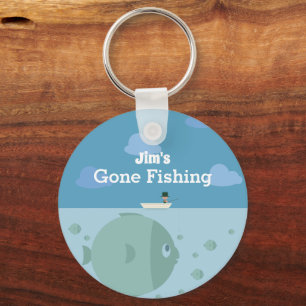Personalisiertes 'Gone Fishing' Namensschlüssela Schlüsselanhänger