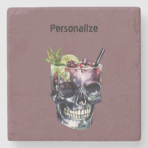 Personalisiertes Gothic-Totenkopfglas Steinuntersetzer