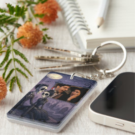 Personalisiertes gotisches Halloween-Foto Schlüsselanhänger