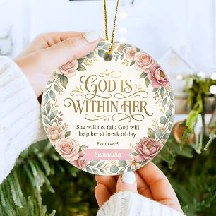 Personalisiertes Gott ist in ihr Christliche Fraue Keramik Ornament