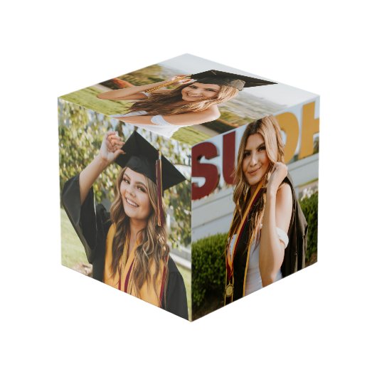 Personalisiertes Graduate Keepake Abschluss Foto Würfel (Vorderseite Schrägansicht)