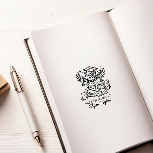 Personalisiertes Graduate Owl Buchzeichen Gummistempel