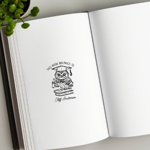 Personalisiertes Graduate Owl Buchzeichen Gummistempel