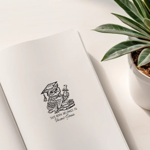 Personalisiertes Graduate Owl Buchzeichen Gummistempel
