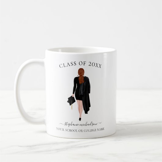 Personalisiertes Graduate Watercolor Girl Kaffeetasse (Links)