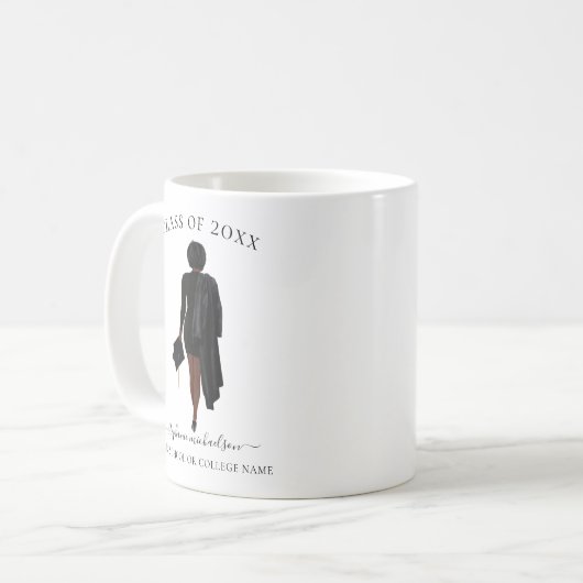 Personalisiertes Graduate Watercolor Girl Kaffeetasse (Vorderseite Links)
