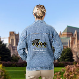 Personalisiertes Graduierungsoberteil Schwarzes Go Jeansjacke